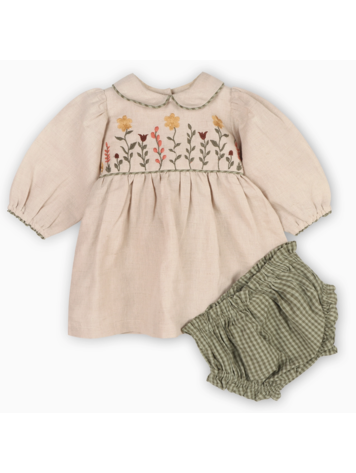 VIVERANO ORGANICS Floral Peter Pan Dress & Bloomer