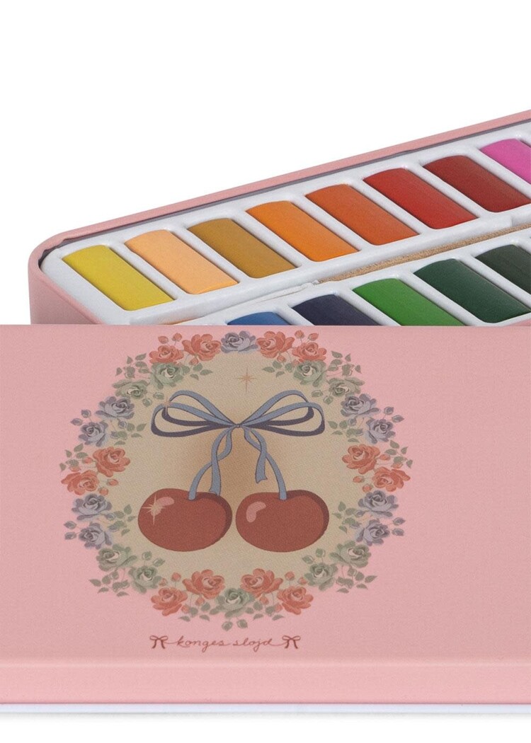 KONGES SLOJD Water Colors Tin Box - Cherry Bow