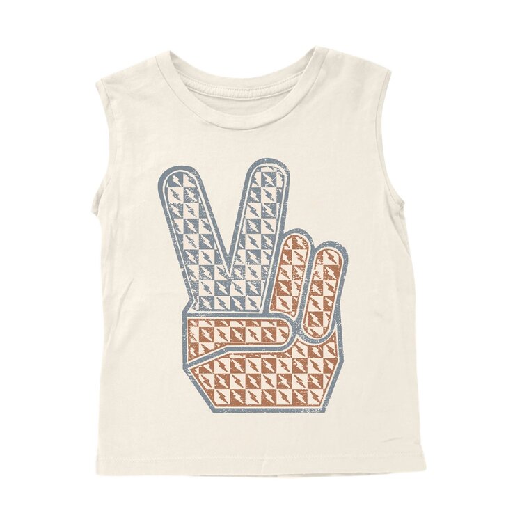 TINY WHALES Rad, White + Blue Muscle Tee