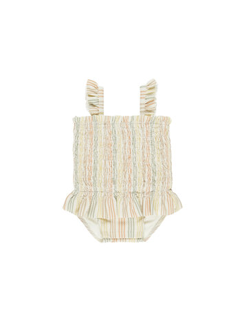 QUINCY MAE Smocked Stripe Girls Swimsuit