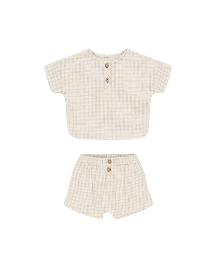 QUINCY MAE Woven Check Top + Short Set