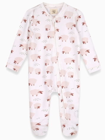 VIVERANO ORGANICS Sheep Zipper Baby Footie