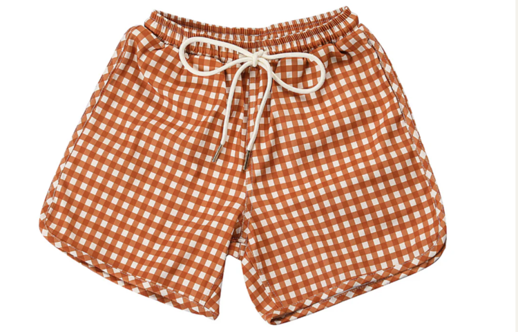 GRECH & CO Gingham Swim Trunks