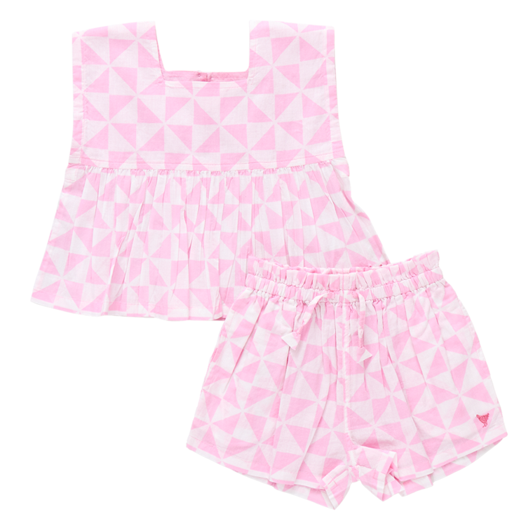 PINK CHICKEN Kamari Triangle Check Set