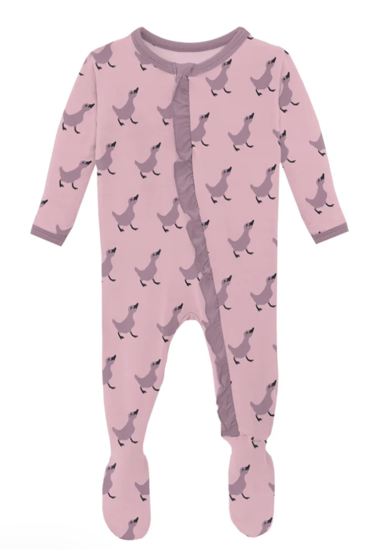 KICKEE PANTS Ruffle Footie With 2 Way Zipper