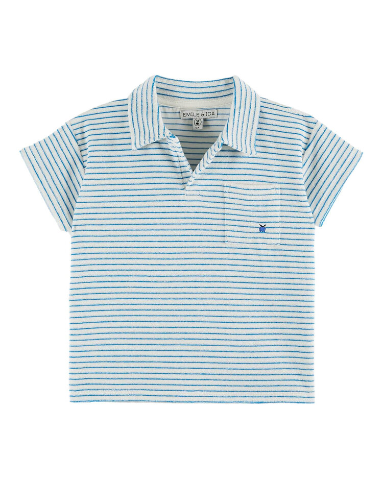 EMILE ET IDA Striped Terry Polo Shirt