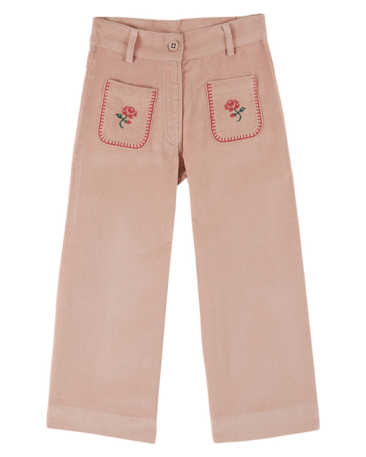 EMILE ET IDA Velours Brode Pantalon