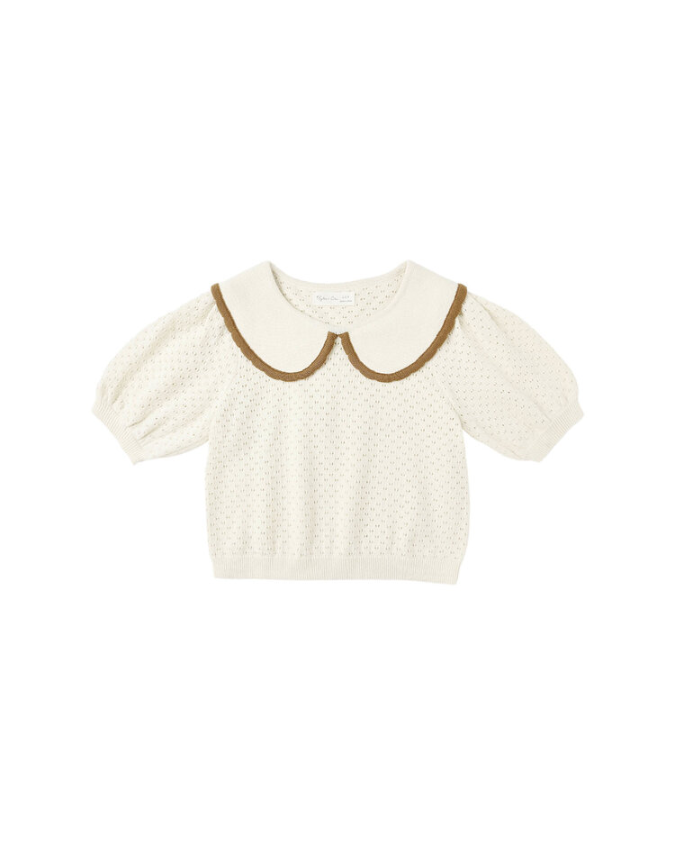 RYLEE AND CRU Pointelle Collared Top
