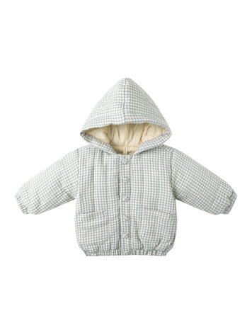 QUINCY MAE Hooded Woven Gingham Jacket