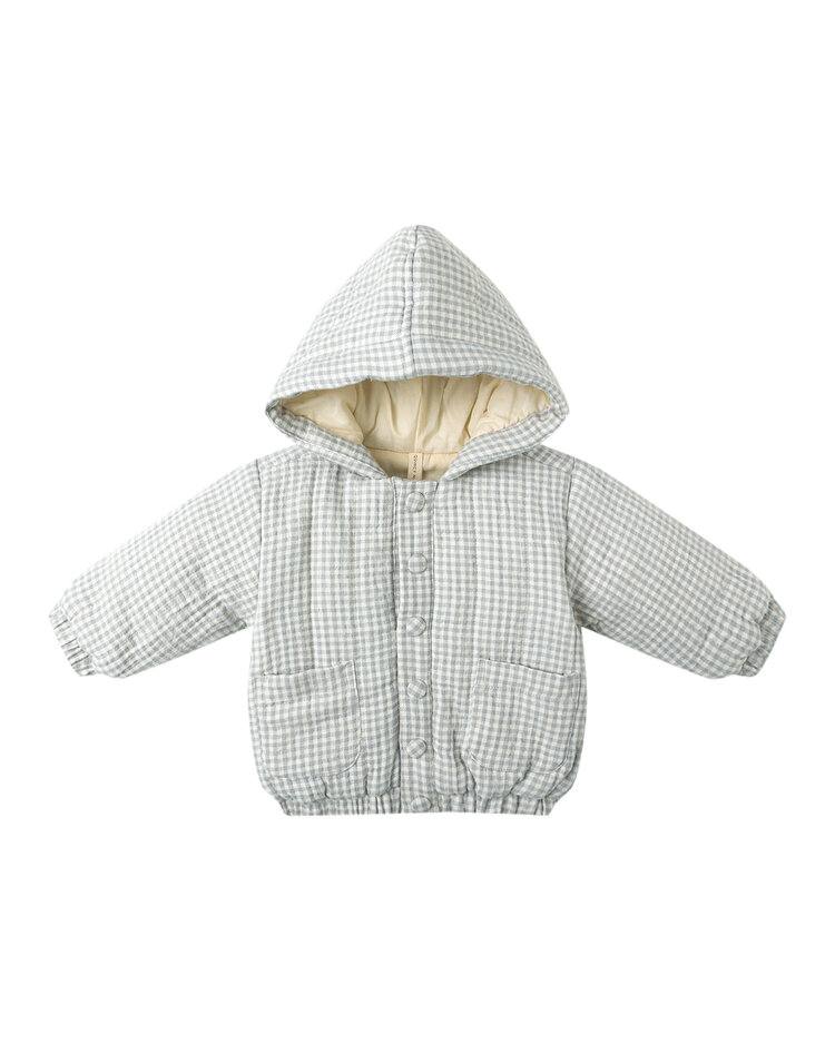 QUINCY MAE Hooded Woven Gingham Jacket