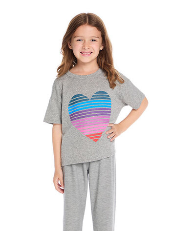 CHASER Stripe Heart Devin Tee