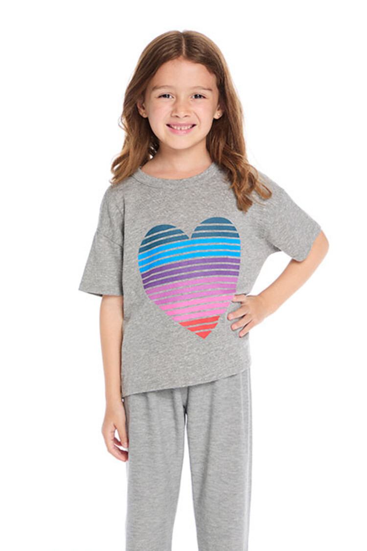 CHASER Stripe Heart Devin Tee