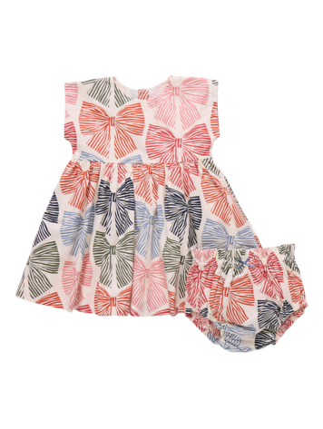 PINK CHICKEN Baby Adaline Striped Bows Dress Set