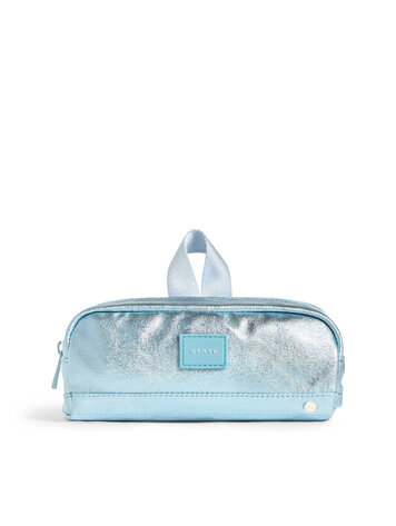 STATE BAGS Clinton Pencil Case - Blue Metallic