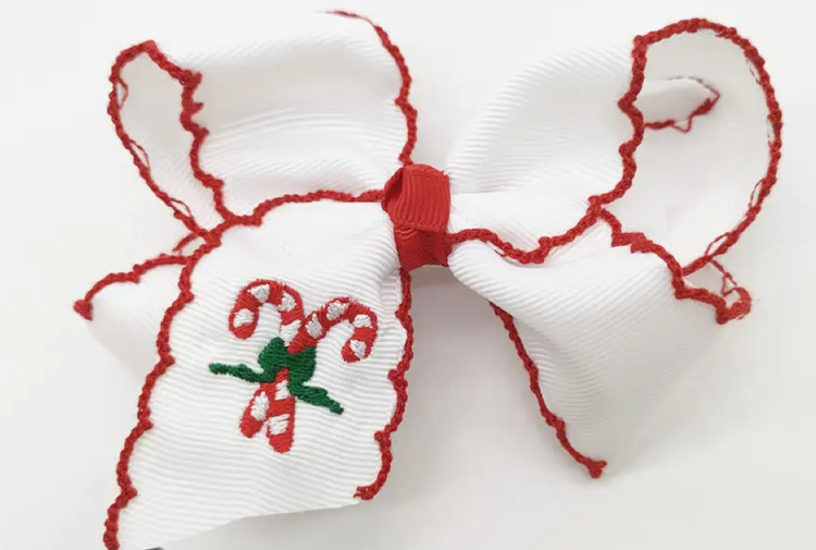 AURAQUISE Embroidered Candy Cane Bow