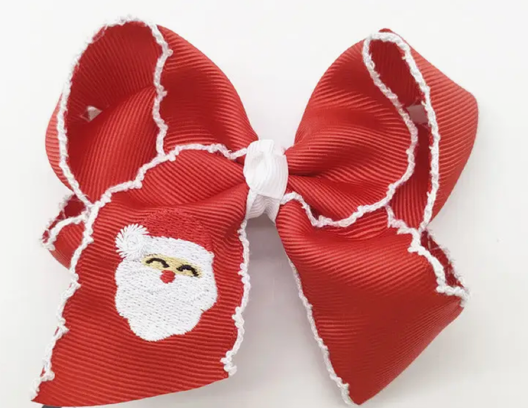 AURAQUISE Embroidered Santa Claus Bow