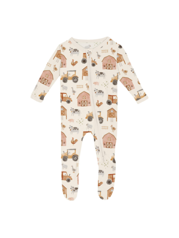 KICKEE PANTS Farm Life 2 Way Zipper Footie
