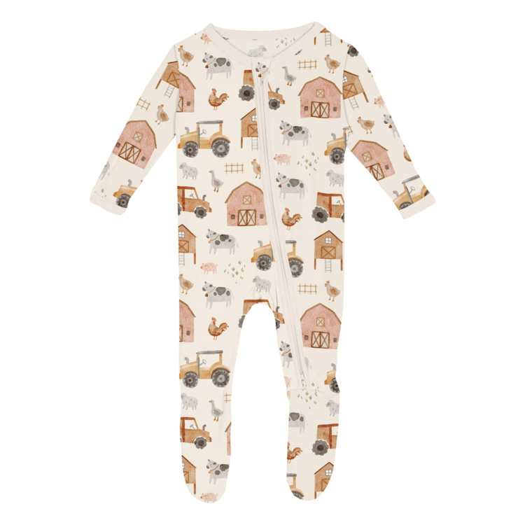 KICKEE PANTS Farm Life 2 Way Zipper Footie