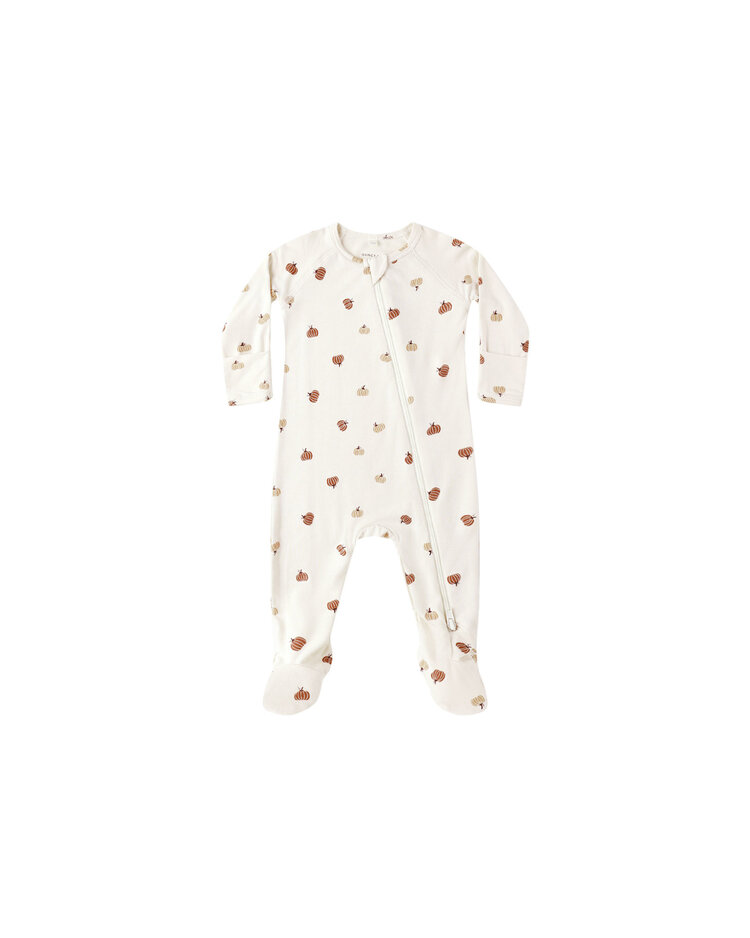 QUINCY MAE Pumpkins Zip Footie