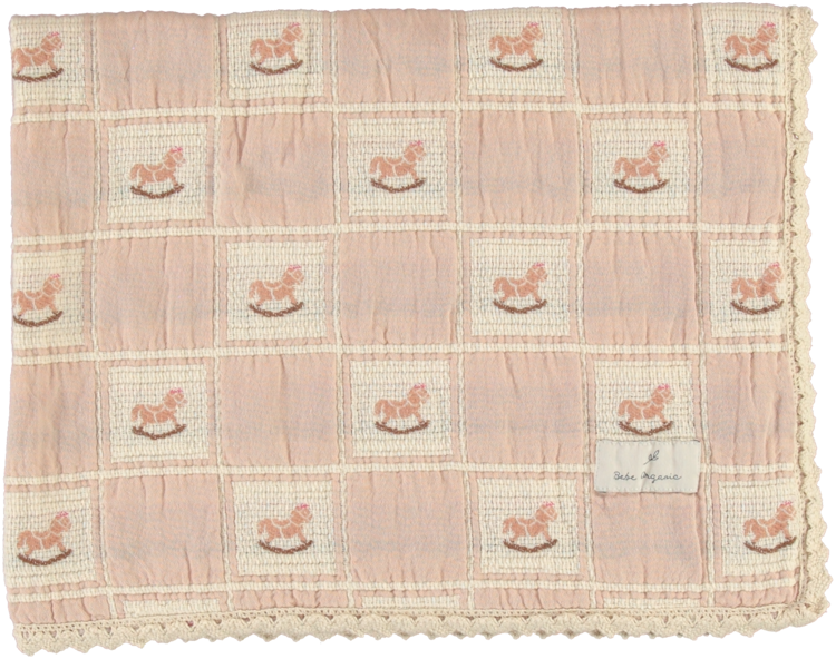 BEBE ORGANIC Rocking Horse Blanket - Mauve