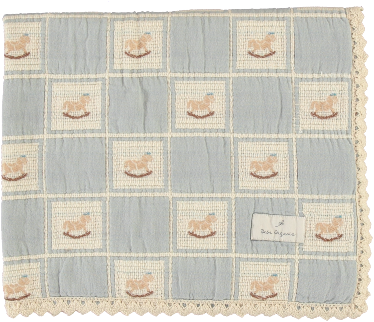 BEBE ORGANIC Rocking Horse Blanket - Blue