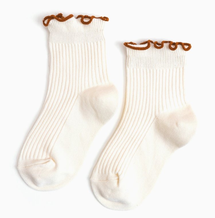 LITTLE STOCKING CO Ribbed Trim Midi Socks