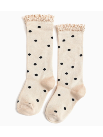 LITTLE STOCKING CO Dot Lace Knee High Socks
