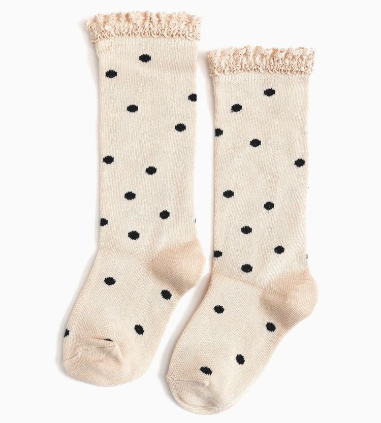 LITTLE STOCKING CO Dot Lace Knee High Socks