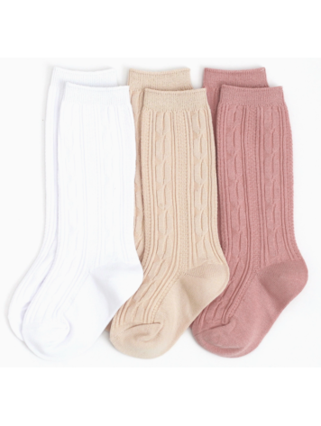 LITTLE STOCKING CO 3-Pack Cable Knit Knee Socks