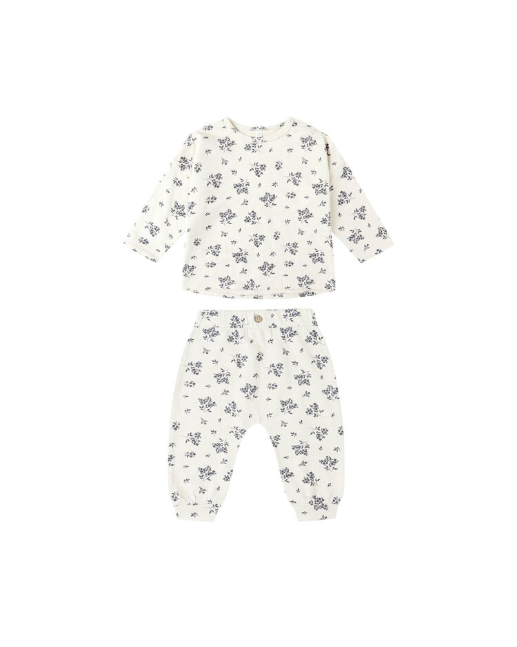 RYLEE AND CRU Blue Floral Tee + Pant Set
