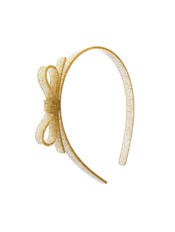 Thin Bow Glitter Gold Headband