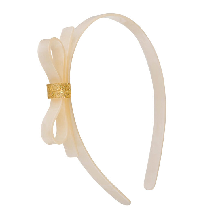 Thin Bow Pearl White Headband