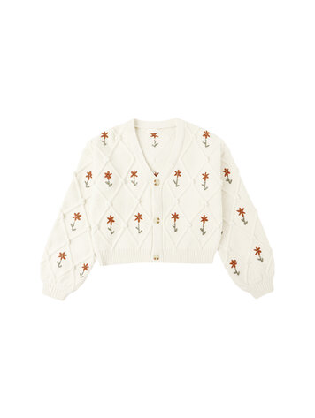 RYLEE AND CRU Winter Daisy Embroidery Cardigan