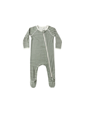 QUINCY MAE Bamboo Forest Check Zip Footie