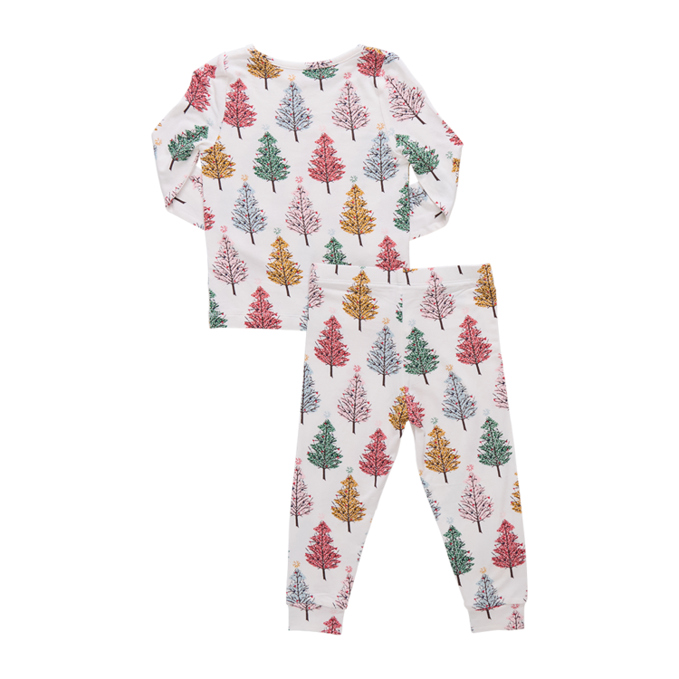 PINK CHICKEN Christmas Trees PJ Set