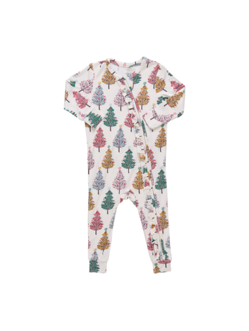 PINK CHICKEN Christmas Trees Ruffle Romper