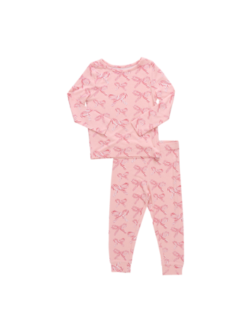 PINK CHICKEN Candy Cane Bows PJ Set