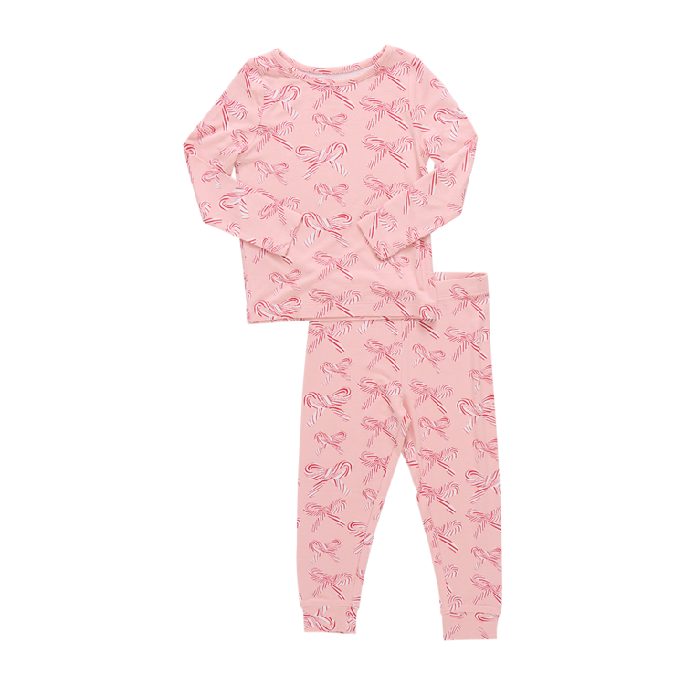 PINK CHICKEN Candy Cane Bows PJ Set