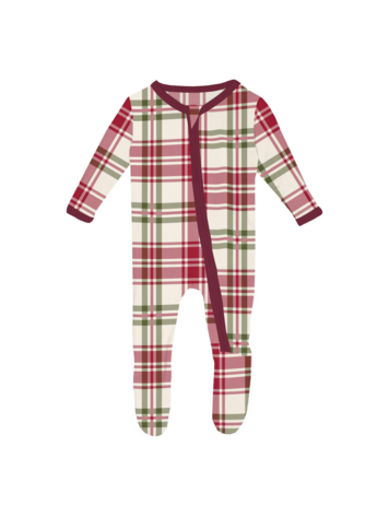 KICKEE PANTS Plaid Footie With 2 Way Zipper
