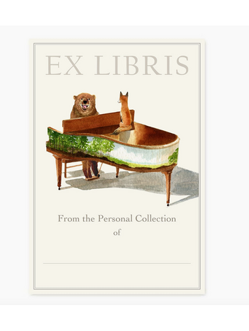 FELIX DOOLITTLE Piano Bear Bookplate