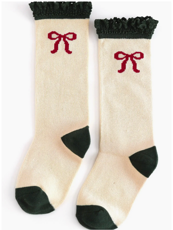 LITTLE STOCKING CO Bow Lace Top Knee High