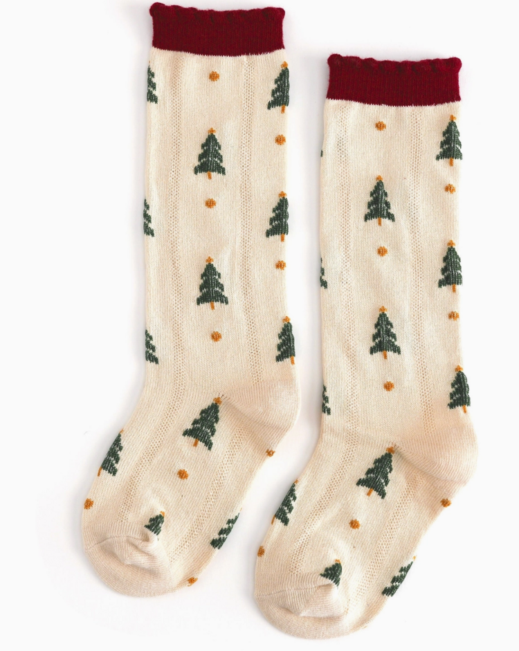 LITTLE STOCKING CO Tree Farm Scalloped Socks
