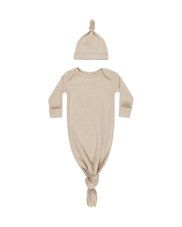 QUINCY MAE Knotted Baby Gown + Hat