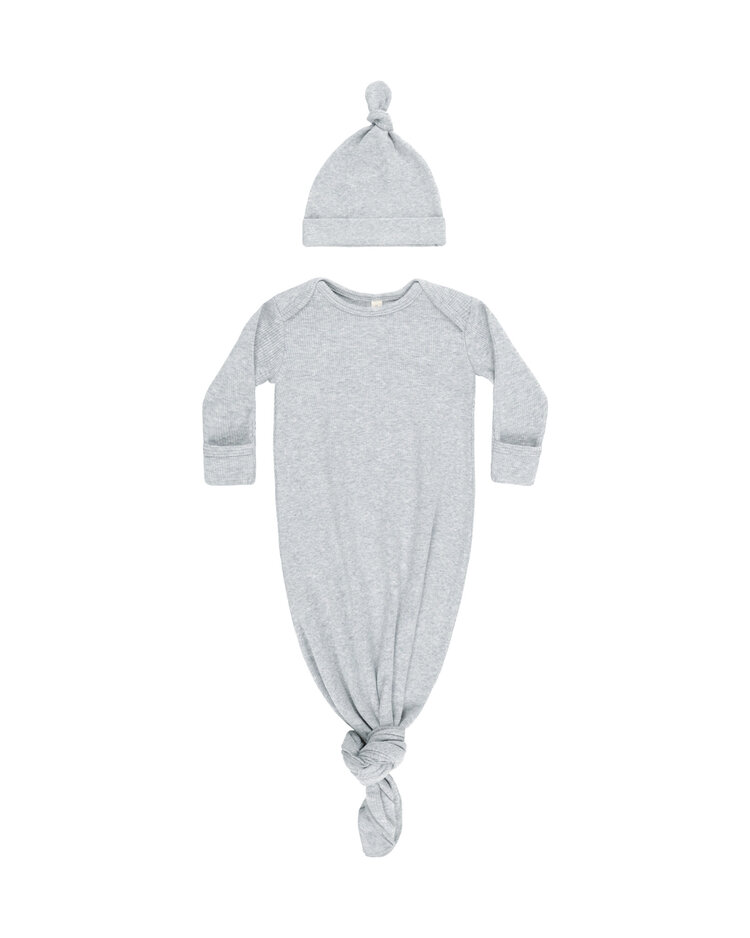 QUINCY MAE Knotted Baby Gown + Hat
