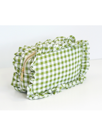 MUGSBY Gingham Ruffle Pouch - Green