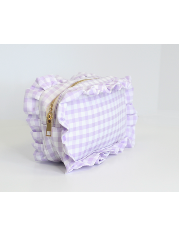 MUGSBY Gingham Ruffle Pouch - Purple