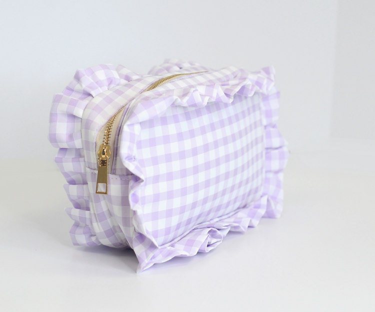 MUGSBY Gingham Ruffle Pouch - Purple
