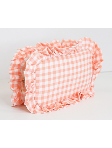 MUGSBY Gingham Ruffle Pouch - Peach
