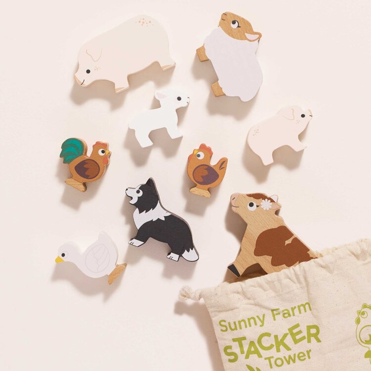 LE TOY VAN, INC. Farmyard Stacking Animals & Bag