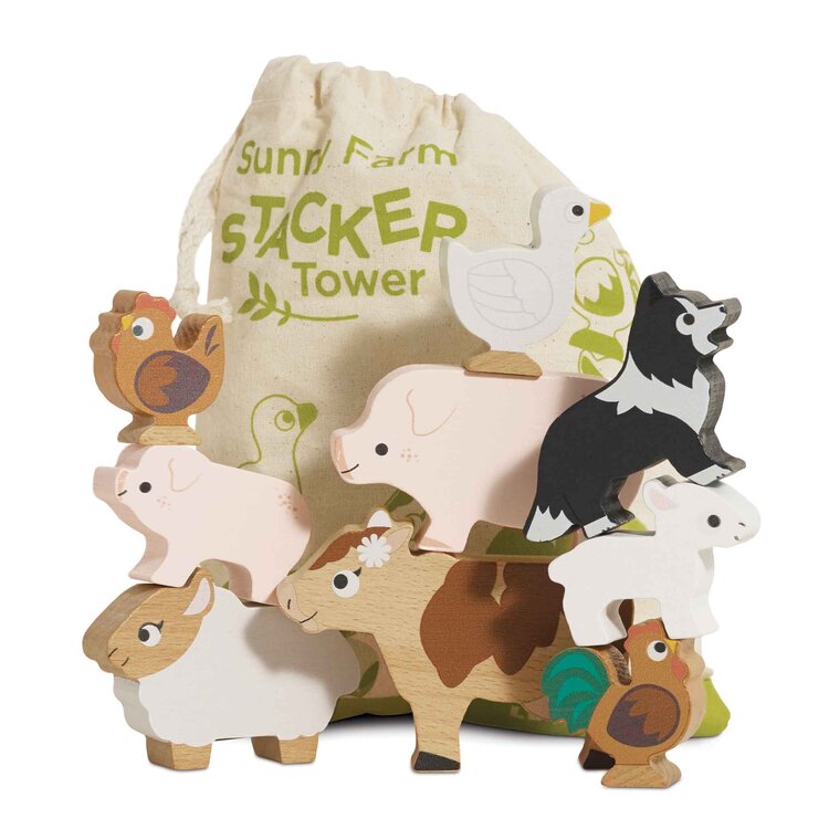 LE TOY VAN, INC. Farmyard Stacking Animals & Bag